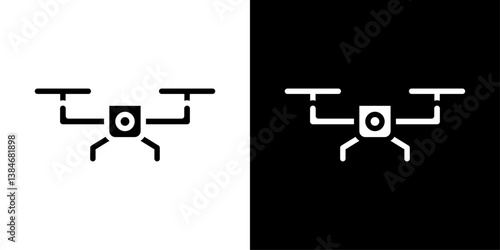 Drone icons vector set in solid flat style