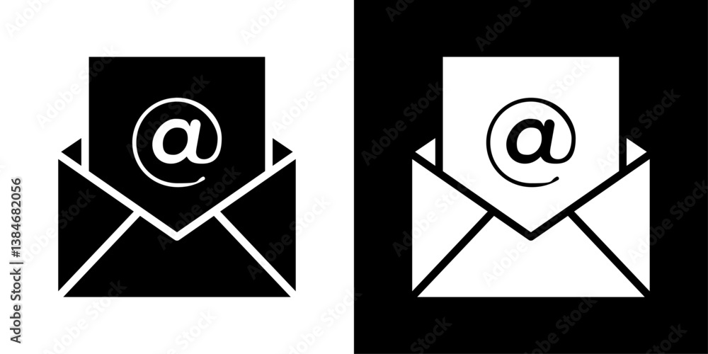 Envelope open icons vector set in solid flat style Envelope open icons vector set in solid flat style