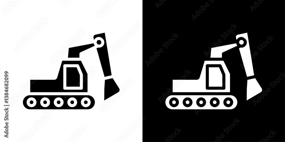 Naklejka premium Excavator icons vector set in solid flat style