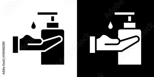 Hand sanitizer icons vector set in solid flat style
