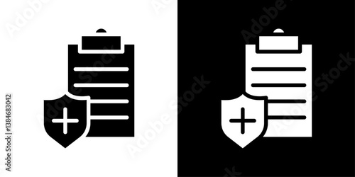 Health insurance icons vector set in solid flat style