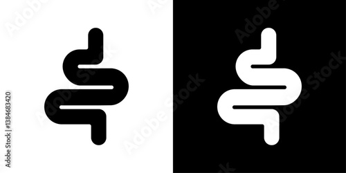 Intestines icons vector set in solid flat style