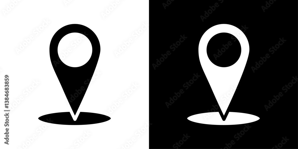 Map marker icons vector set in solid flat style Map marker icons vector set in solid flat style