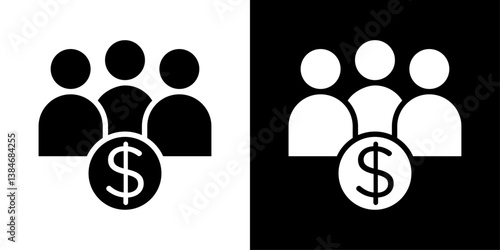 Mutual funds icons vector set in solid flat style