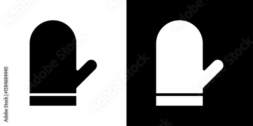 Oven mitt icons vector set in solid flat style