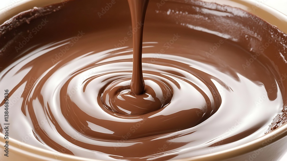 Melted Chocolate Pouring with Swirling Bowl. Melted Chocolate Pouring with Swirling Bowl.