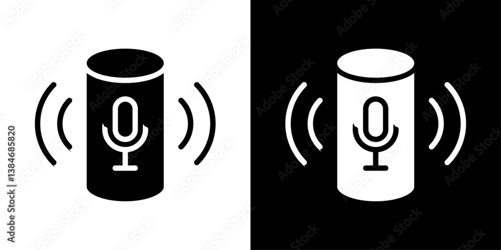 Smart speaker icons vector set in solid flat style Smart speaker icons vector set in solid flat style