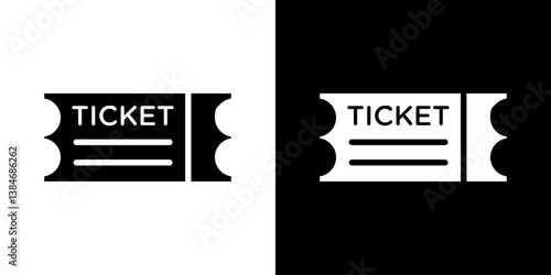 Ticket stub icons vector set in solid flat style
