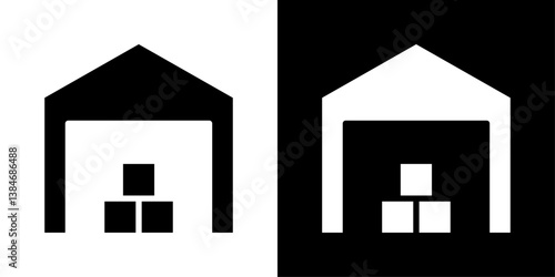 Warehouse icons vector set in solid flat style