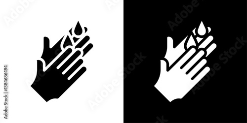 Wash hands icons vector set in solid flat style