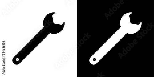 Wrench icons vector set in solid flat style