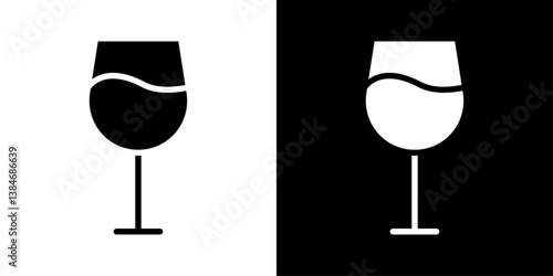 Wine glass icons vector set in solid flat style