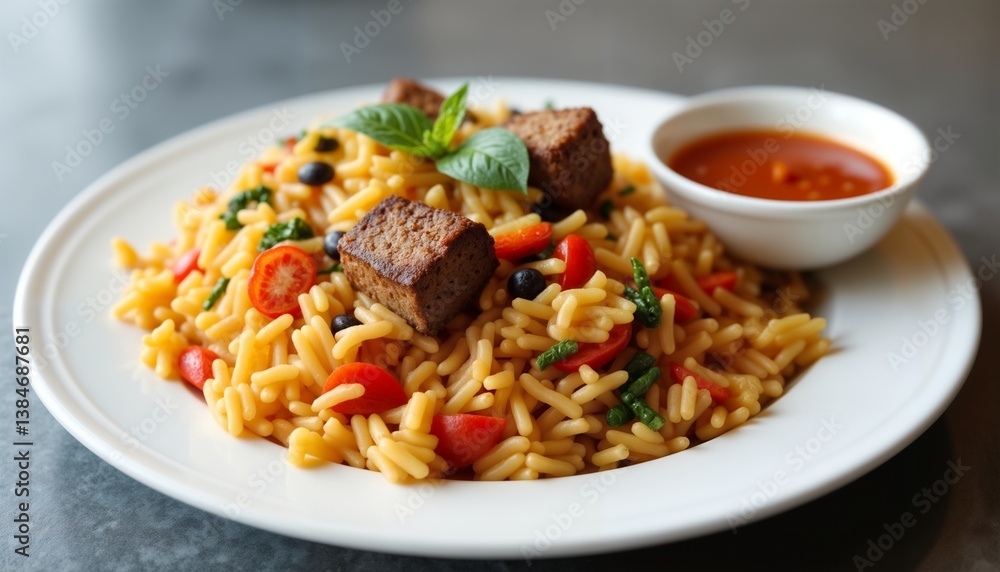 Delicious Rice Dish with Meat and Sauce Delicious Rice Dish with Meat and Sauce