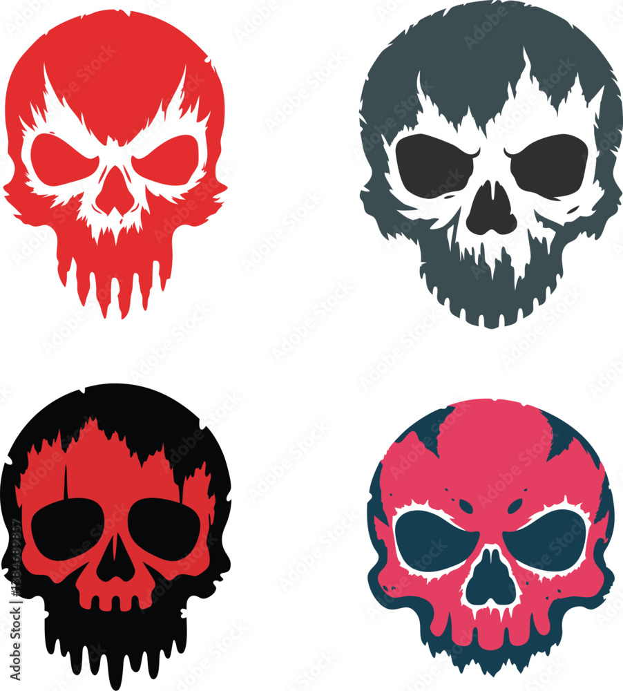 Fototapeta premium set of skull and crossbones vector icons, set of skulls, skull and crossbones on white background.