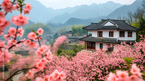 Obraz na płótnie In the ancient town of Wuyuan, Jiangxi Province, springtime scenery.
w salonie