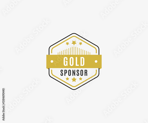 Hexagon Gold Sponsor Badge, vector illustration