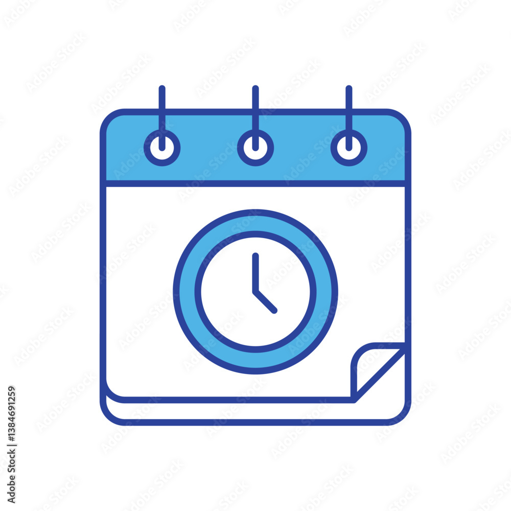 Clock With Calendar icon isolated on a white background. Vector illustration. Clock With Calendar icon isolated on a white background. Vector illustration.