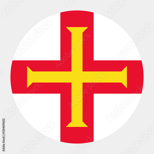 Guernsey circle flag. Button flag icon. Standard color. Circle icon flag. Computer illustration. Digital illustration. Vector illustration.