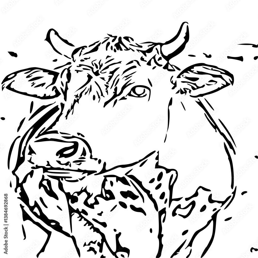 Obraz premium black and white cow vector illustration 