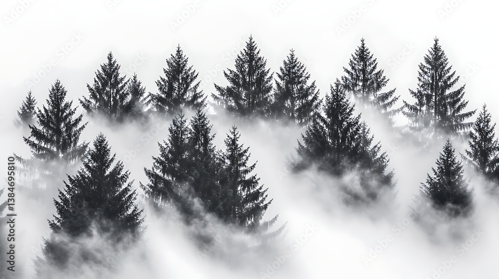 Obraz premium Misty Mountain Pine Forest.