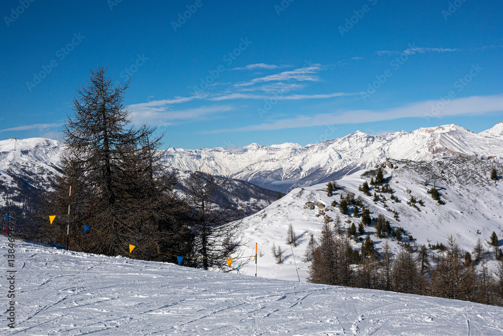 beautiful mountain range early in the morning at an Italian ski resort in the Alps beautiful mountain range early in the morning at an Italian ski resort in the Alps