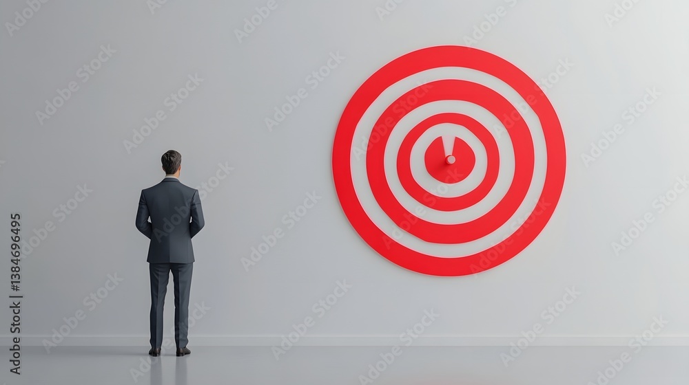 Business Professional Marking a Target on Wall for Goal-Focused Strategy Business Professional Marking a Target on Wall for Goal-Focused Strategy