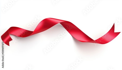 Elegant Red Ribbon Twisting on White Background for Celebrations