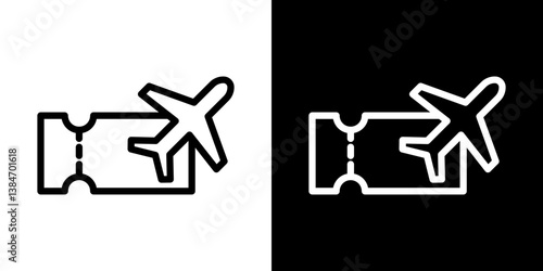 Airline ticket icons vector set in stroke line style