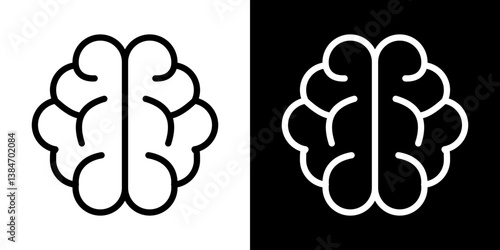 Brain icons vector set in stroke line style