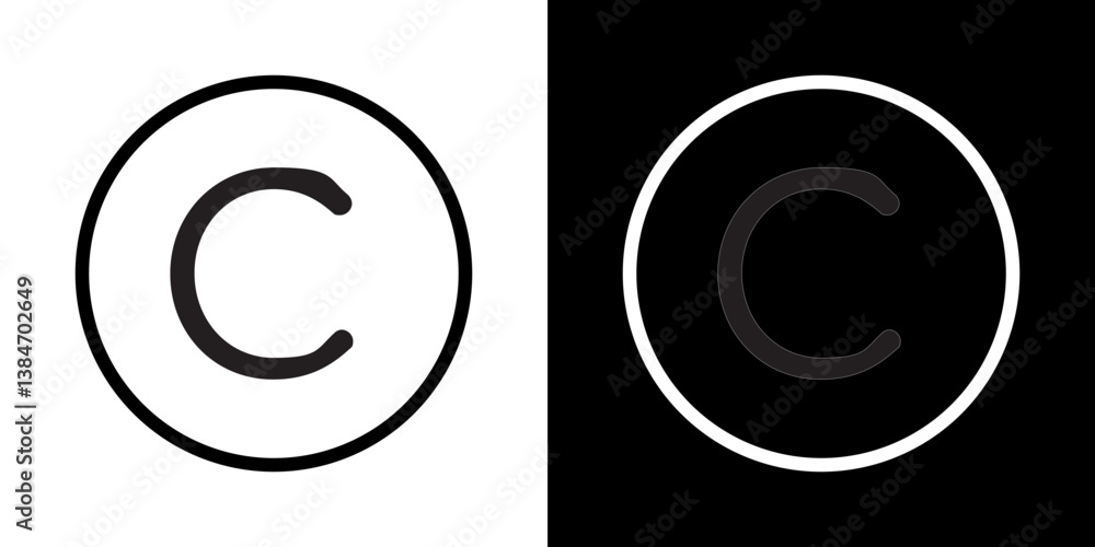 Copyright icons vector set in stroke line style Copyright icons vector set in stroke line style