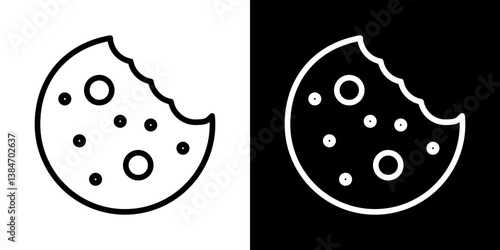 Cookie icons vector set in stroke line style