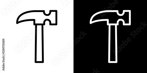 Hammer icons vector set in stroke line style