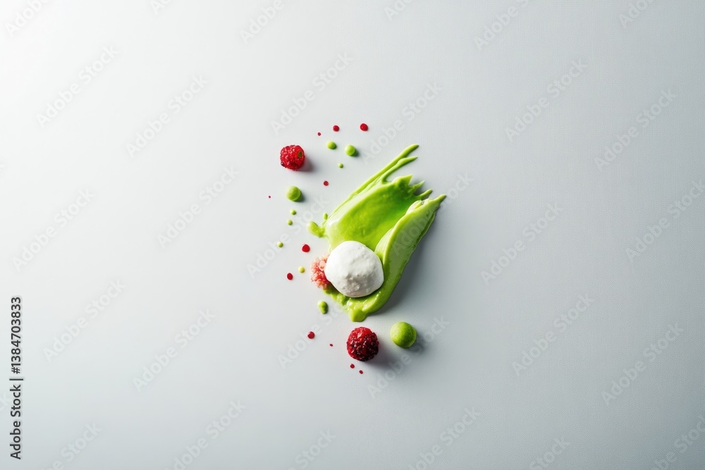 Fototapeta premium capture meticulously arranged food art composition featuring vibrant contrasting colors on simple background