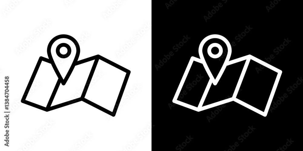 Map icons vector set in stroke line style Map icons vector set in stroke line style