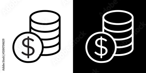 Money icons vector set in stroke line style