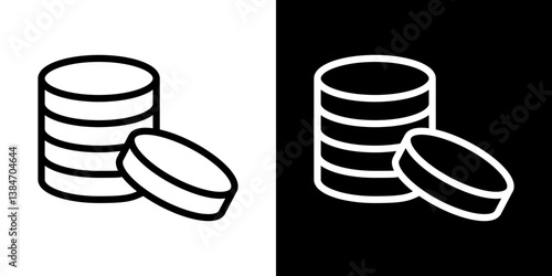 Money coin icons vector set in stroke line style
