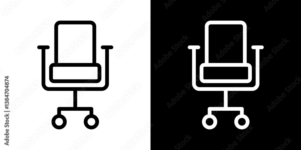 Office chair icons vector set in stroke line style