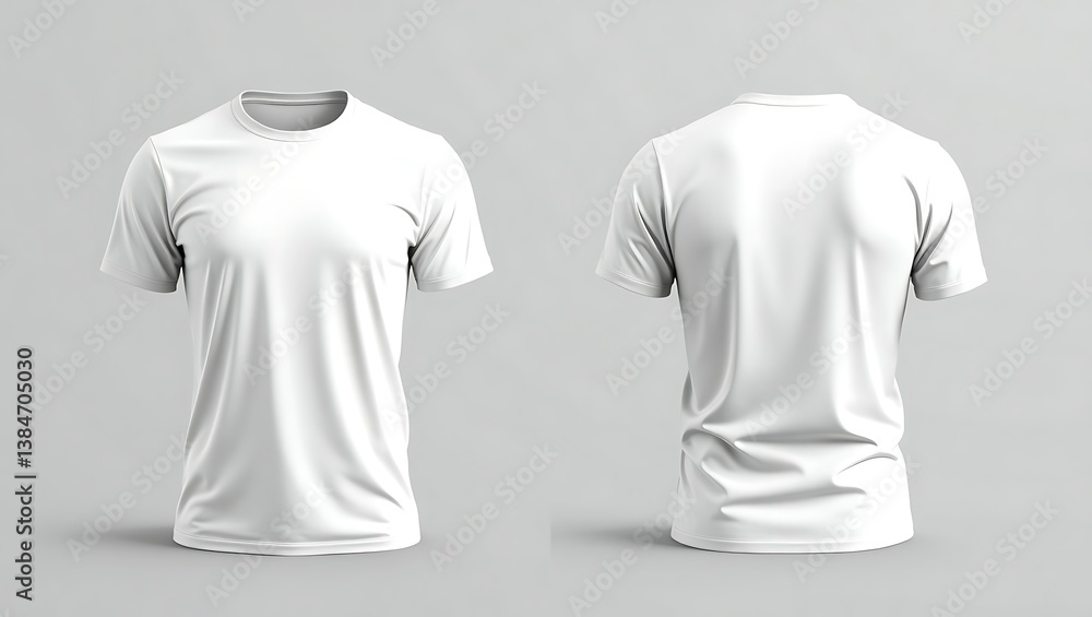 Realistic White T-Shirt Mockup Template with Front and Back Views for Custom Print and Apparel Design Presentation Realistic White T-Shirt Mockup Template with Front and Back Views for Custom Print and Apparel Design Presentation