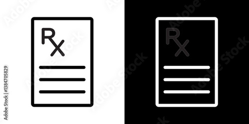 Prescription icons vector set in stroke line style