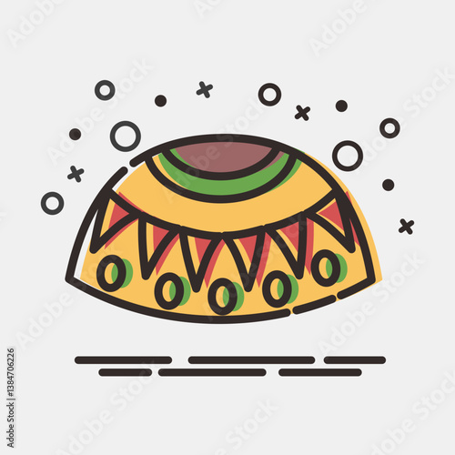 Icon Mexican poncho. Day of the dead celebration elements. Icons in MBE style. Good for prints, posters, logo, party decoration, greeting card, etc.