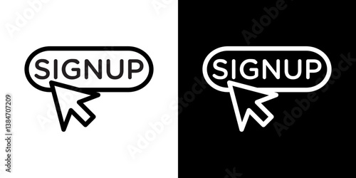 Sign up icons vector set in stroke line style
