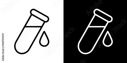Test tube icons vector set in stroke line style