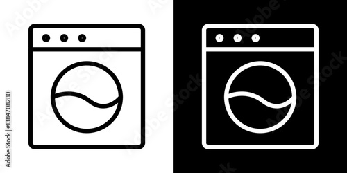 Washing machine icons vector set in stroke line style