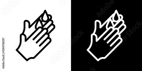 Wash hands icons vector set in stroke line style
