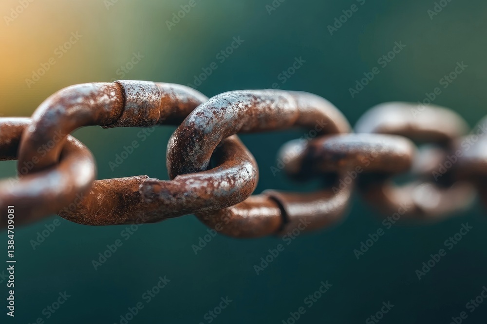 Close-Up of Rusted Chain Link Symbolizing Strength and Deterioration Outdoors Close-Up of Rusted Chain Link Symbolizing Strength and Deterioration Outdoors