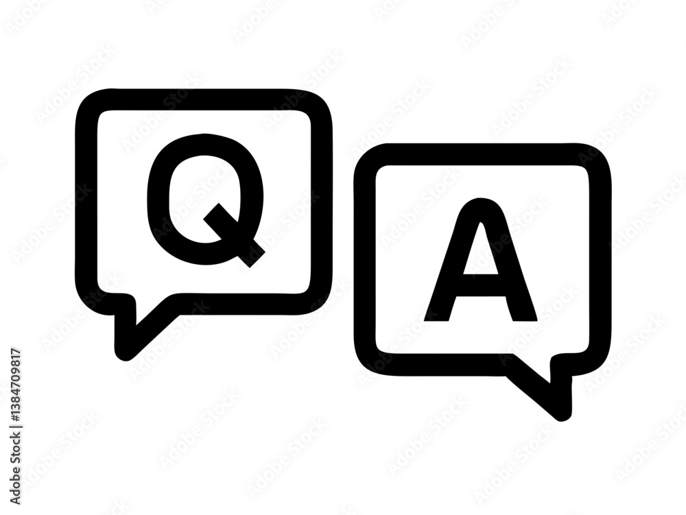 Minimal black Q&A icons with chat bubbles Minimal black Q&A icons with chat bubbles