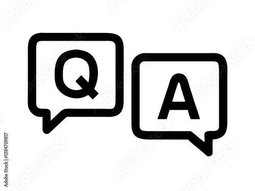Minimal black Q&A icons with chat bubbles