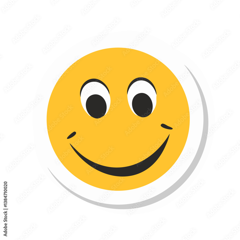 Fototapeta premium Classic yellow smiley emoji with bold black eyes