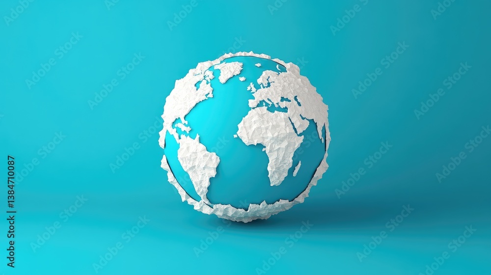 Crumpled Paper Globe on Blue Background: Creative Environment Concept Crumpled Paper Globe on Blue Background: Creative Environment Concept