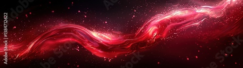 Striking red wave captured in motion with a powerful energy and fluidity of water